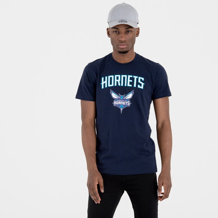 Charlotte Hornets Team Logo Miesten T-paita Laivastonsininen - New Era Vaatteet Halpa hinta FI-845071
